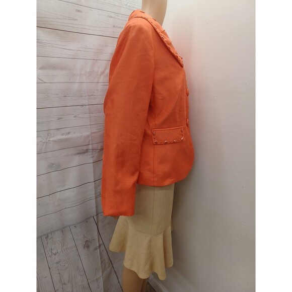 John Meyer Of Norwich / Le Suit Suit Set blazer jacket skirt Orange Beige Sz 14 - Picture 5 of 11